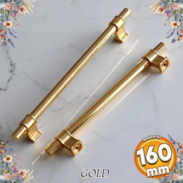 Hisar Altın Gold Düz Metal Kulp Kulbu 160 mm Çekmece Mobilya Mutfak Dolabı Dolap Kulpları Kulbu ürün görseli 1