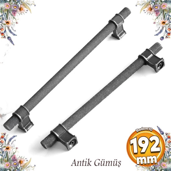 Hisar Eskitme Antik Gümüş Metal 192 mm Mobilya Mutfak Çekmece Dolap Dolabı Kulpu Kulbu Kulpları ürün görseli 1