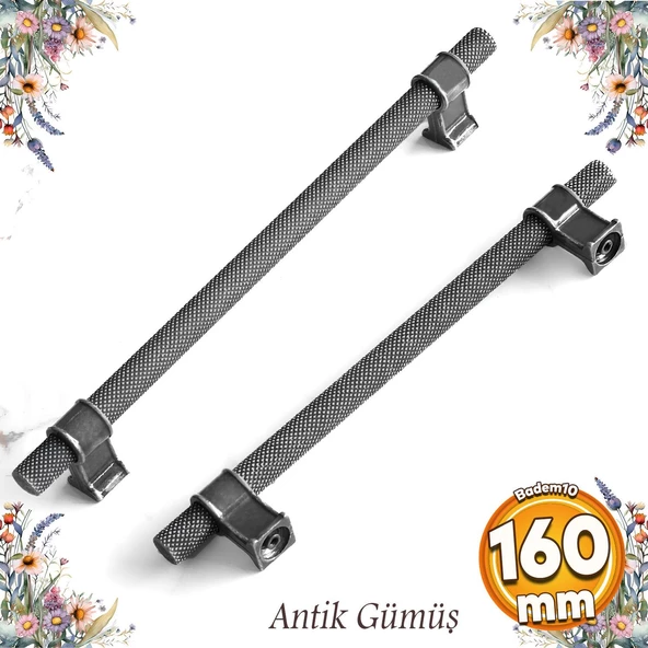 Hisar Eskitme Antik Gümüş Metal 160 mm Tırtık Mobilya Mutfak Çekmece Dolap Kulpu Kulbu Kulpları ürün görseli 1