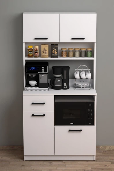 Moonlife Mocha Çok Amaçlı Kahve Köşesi Dolabı Beyaz ürün görseli 1