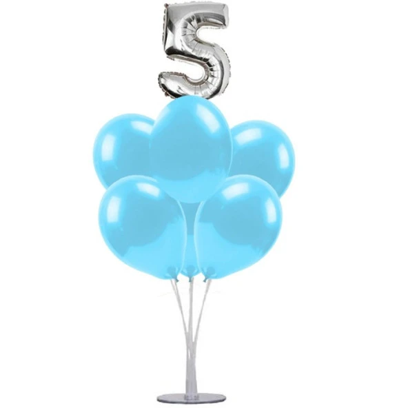 7 li Balon Demeti 5 Gümüş Mavi Balon ürün görseli 1