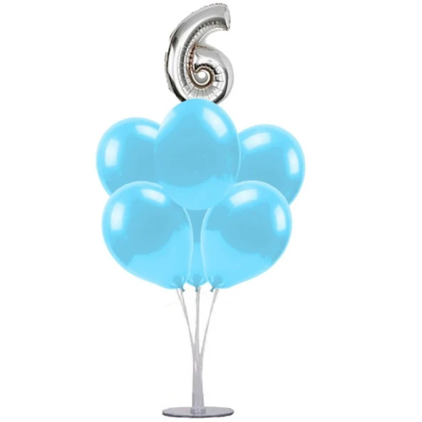 7 li Balon Demeti 6 Gümüş Mavi Balon ürün görseli 1