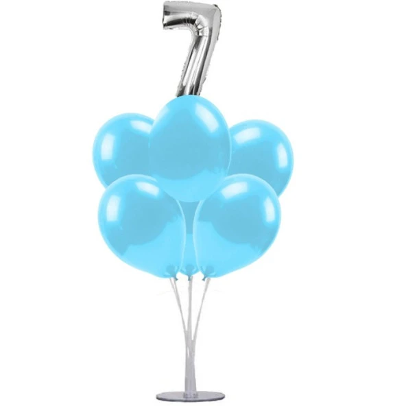 7 li Balon Demeti 7 Gümüş Mavi Balon ürün görseli 1