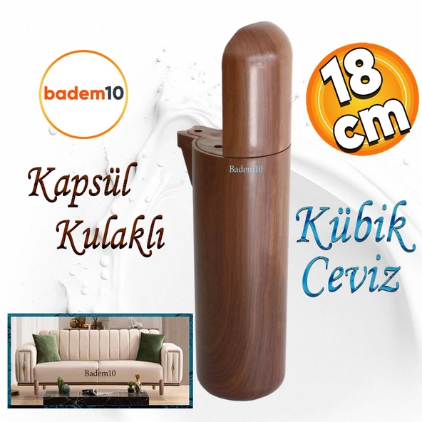 Kapsül Mobilya Kanepe Tv Ünitesi Koltuk Ayağı Konsol Ayakları Ahşap Desenli Kahverengi Ceviz 18 Cm ürün görseli 1