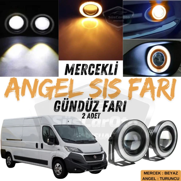 Fiat Ducato Uyumlu Üniversal Mercekli Angel Sis Farı Metal Su Geçirmez 76 mm Turuncu Halkalı Gündüz Farı Angel Eyes 2 Adet ürün görseli 1