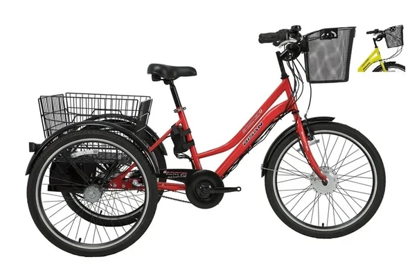 BİSAN e-PORTER UNISEX ÜÇ TEKERLİ ELEKTRİKLİ BİSİKLET 44CM V 24 JANT 3 VİTES SARI BEYAZ ürün görseli 1
