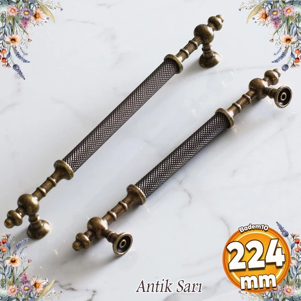 Ladin Eskitme Antik Sarı Metal 224 mm Mobilya Mutfak Çekmece Dolap Dolabı Kulpu Kulbu Kulpları ürün görseli 1