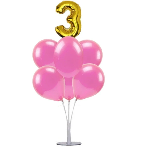 7 li Balon Demeti 3 Altın Pembe Balon ürün görseli 1