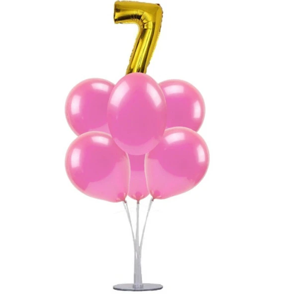 7 li Balon Demeti 7 Altın Pembe Balon ürün görseli 1