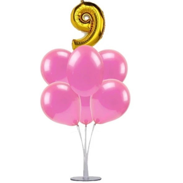 7 li Balon Demeti 9 Altın Pembe Balon ürün görseli 1