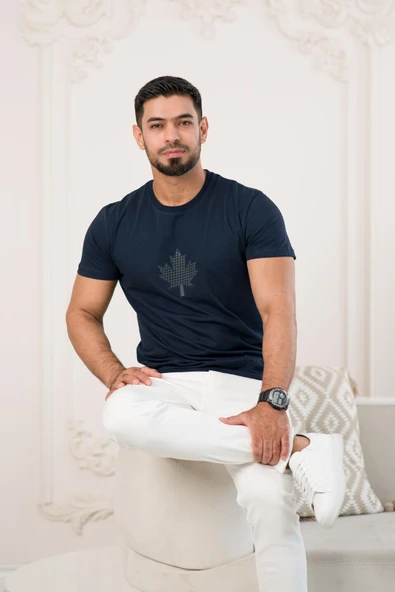 Paul Martin Bisiklet Yaka Önü Baskılı Pamuklu Basic Regular Fit T-shirt ürün görseli 1