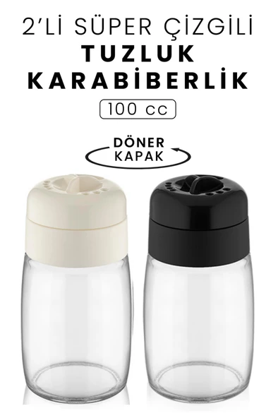 Mithra Life 2 Adet 100 ML Döner Kapaklı Cam Baharatlık Takımı MIT1090 ürün görseli 1