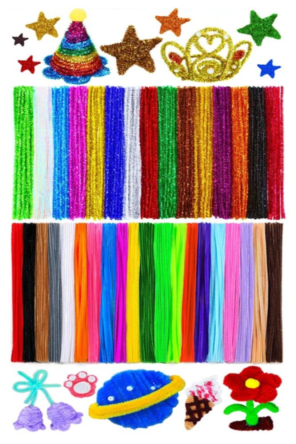 Şönil Renkli 30 Cm 50 li Metalik Şönil 50 li 1 Paket 30 Cm Renkli Tüylü Tel 100 lü 1 Paket Okul Önce Kreş Anasınıfı ürün görseli 1