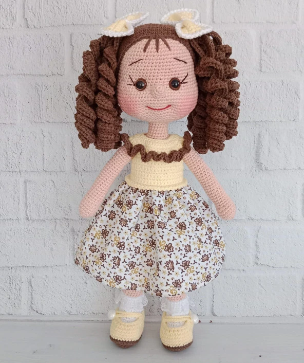 Güz Kıvırcık Saçlı Karnaval Bebek Amigurumi Organik Oyuncak ürün görseli 1