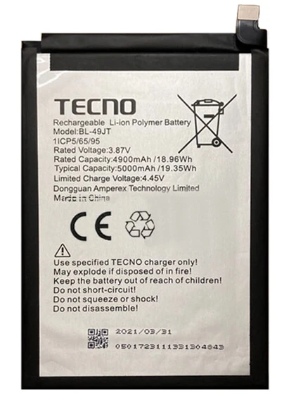 Tecno Camon 17 PRO Batarya Pil Sıfır Orijinal ürün görseli 1
