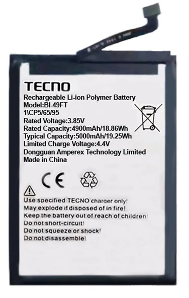 Tecno Spark 8 Batarya Pil Sıfır Orijinal ürün görseli 1