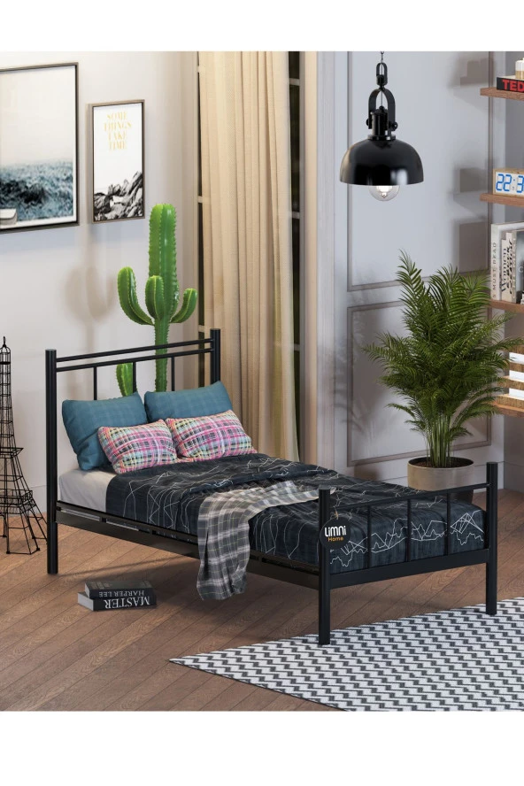 Limni Home Tek Kişilik Ferforje Metal Karyola - Siyah ürün görseli 1