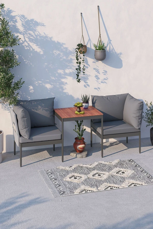 Limni Home Mini Multilounge Bahçe Balkon Mobilyası, Şezlong ( GRİ ) ürün görseli 1
