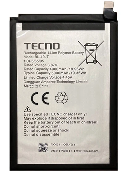 Tecno Camon 18P Batarya Pil Sıfır Orijinal ürün görseli 1