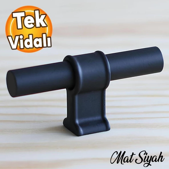 Hisar Mat Siyah Metal Düğme Tek Vidalı Çekmece Mutfak Mobilya Dolabı Dolap Kulpu Kulbu Kulpları ürün görseli 1
