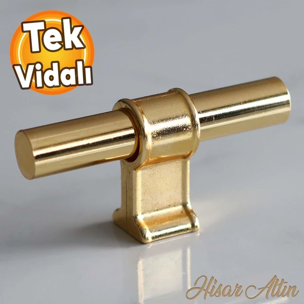 Hisar Altın Gold Metal Düğme Tek Vidalı Çekmece Mutfak Mobilya Dolabı Dolap Kulpu Kulbu Kulpları ürün görseli 1