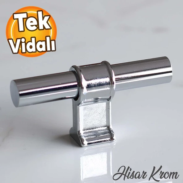 Hisar Krom Metal Düğme Tek Vidalı Çekmece Mutfak Mobilya Dolabı Dolap Kulpu Kulbu Kulpları ürün görseli 1