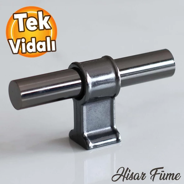 Hisar Füme Metal Düğme Tek Vidalı Çekmece Mutfak Mobilya Dolabı Dolap Kulpu Kulbu Kulpları ürün görseli 1