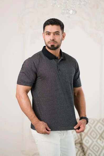 Woolen World Yakalı Ve Cepli Desenli Erkek Regular Fit Klasik T-shirt ürün görseli 1