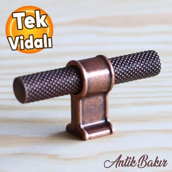 Hisar Eskitme Antik Bakır Metal Düğme Tek Vidalı Mobilya Mutfak Çekmece Dolap Kulpu Kulbu Kulpları ürün görseli 1