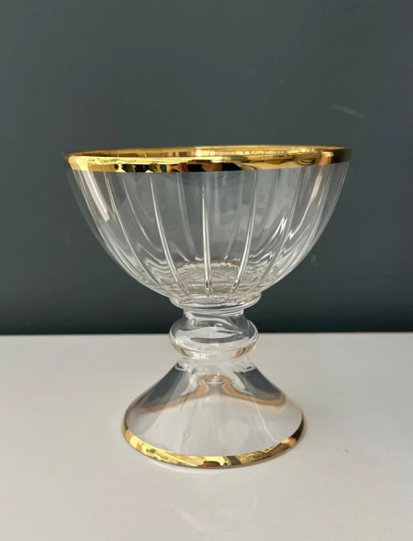 DECORİUM CAM KASE AYAKLI 13,5 CM ACCADEMİA ALTIN M06449-AB ürün görseli 1