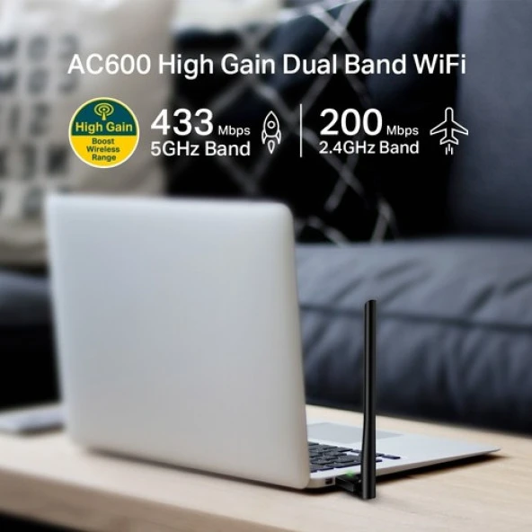 TP-Link Archer T2U Plus 600 Mbps Kablosuz Ağ Adaptörü - Resim 6