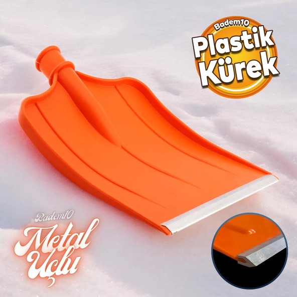 Plastik Metal Uçlu Faryap Kar Küreme Küreği Ahır Gübre Pisliği Temizleme Turuncu 37x30 cm Kürek ürün görseli 1