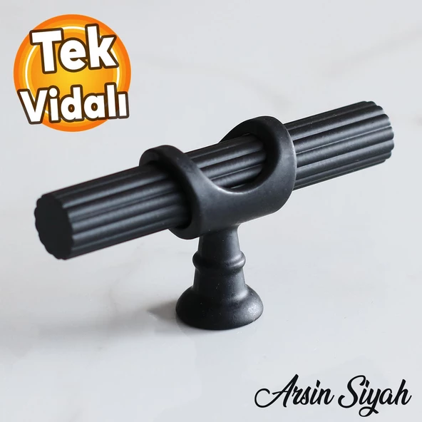 Arsin Mat Siyah Metal Düğme Tek Vidalı Çekmece Mutfak Mobilya Dolabı Dolap Kulpu Kulbu Kulpları ürün görseli 1