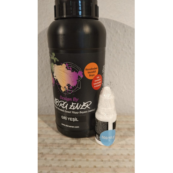 Ebru Ener Anka Vernikli Genel Yüzey Boyası Gri Yeşil 500 gr. ve Katkı Maddesi 15 gr. ürün görseli 1