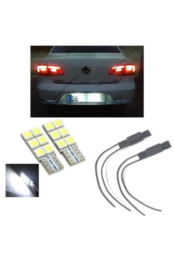 Fardoktoru Vw Passat B7 Beyaz Led Plaka Aydınlatma Ampul Seti T10 W5w Uyumlu ürün görseli 1