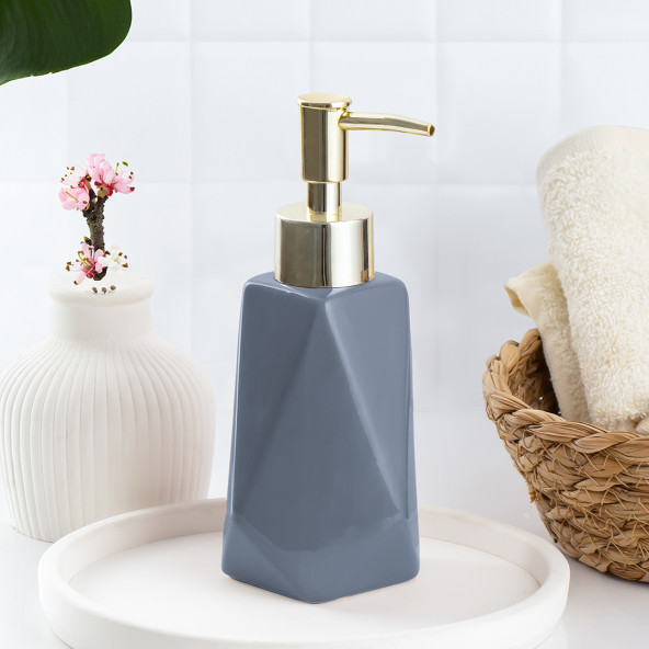 Porsima 3203 Seramik Sıvı Sabunluk - Tezgah Üstü Banyo Mutfak Lavabo Sabunluğu - 250 cc Antrasit ürün görseli 1