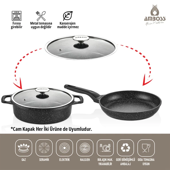 Amboss Montana 3 Parça Granit Set (Siyah) - Resim 4
