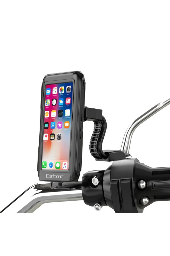 Motosiklet Gidon ve Bisiklet Aynasına Takılan Fuchsia Siyah Telefon Tutucusu ürün görseli 1