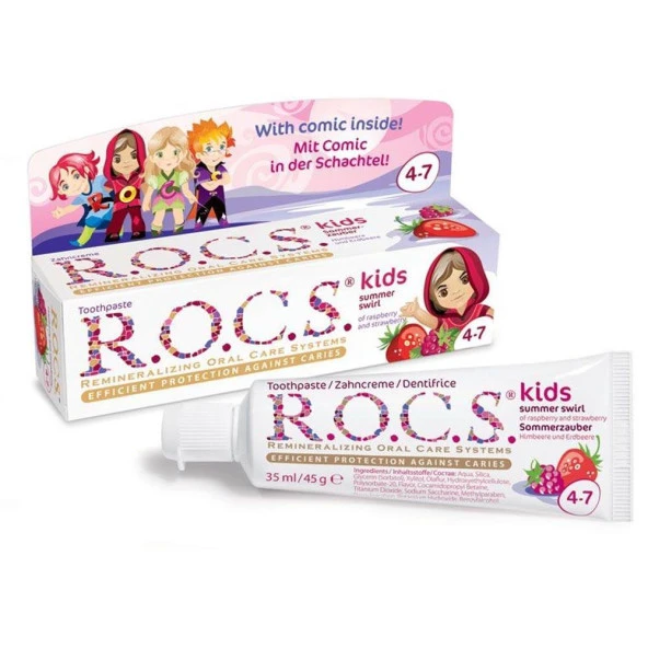 ROCS Kids Ahududu ve Çilek Aromalı Diş Macunu ürün görseli 1