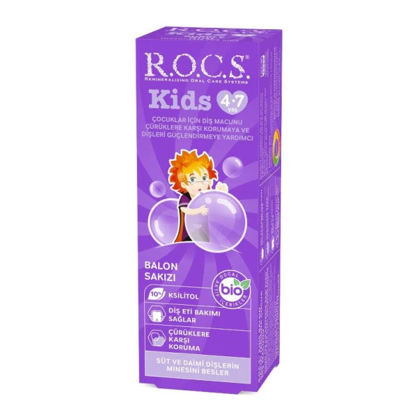 ROCS Kids Balon Sakızlı Diş Macunu 4-7 yaş 35ml ürün görseli 1