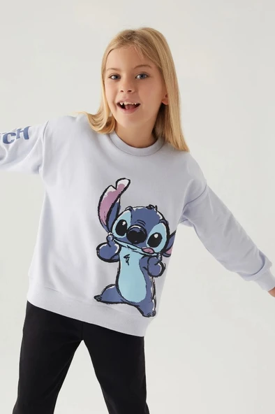 Stitch D4898 Puss Kız Çocuk Sweatshirt - Resim 4