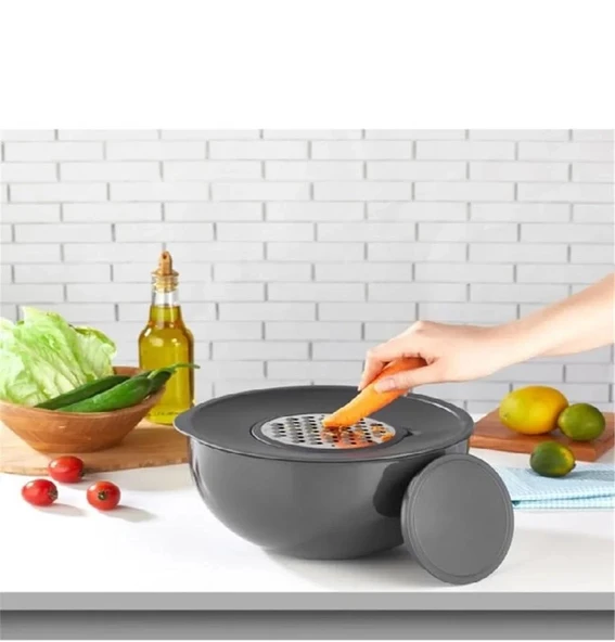 AROW CHOPPER AKILLI KARIŞTIRMA & SAKLAMA KABI RENDELİ AKRİLİK  4.6 LT 25 CM GRİ TR-3633 ürün görseli 1