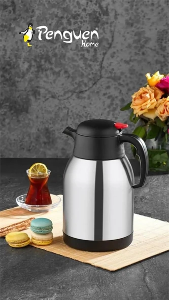 PENGUEN 1200A ÇELİK TERMOS ÇİFT KATLI 2 LT GRİ ürün görseli 1