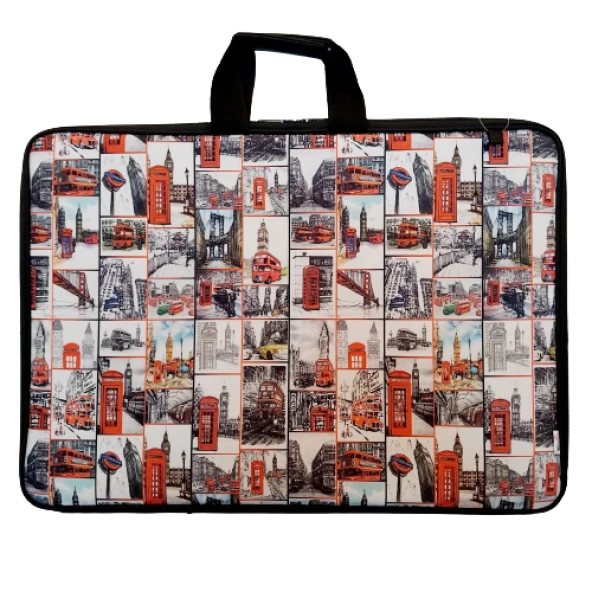 askılı, fermuarlı 35x50 resim çantası su geçirmez ketenli kumaş 35x50 proje çantası ürün görseli 1
