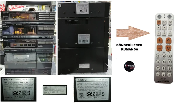 SONY MÜZİK SETİ ST-215-FH-215R-TC-215 KUMANDASI ürün görseli 1