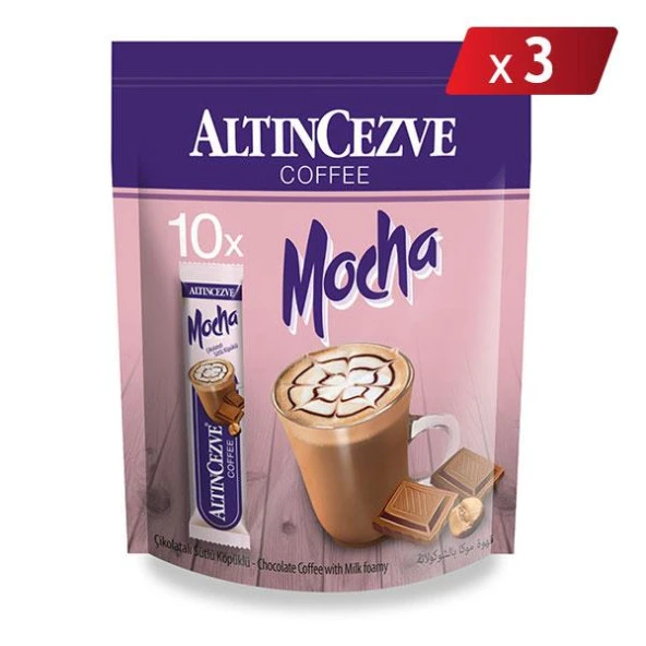 3ü1 Arada Mocha Çikolatalı Sütlü Köpüklü 10′ lu Paket -17 Gr x 10 Adet - 3LÜ PAKET ürün görseli 1
