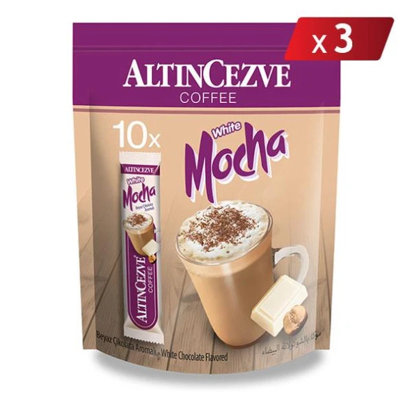 3ü1 Arada White Mocha Beyaz Çikolata Aromalı 10′ lu Paket-17 Gr x 10 Adet - 3LÜ PAKET ürün görseli 1