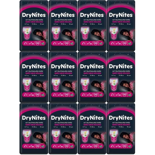 Drynites Emici Gece Külodu/Külot Bez Kız 4-7 Yaş 17-30KG Large 120Adet 12PK*10 Alt Islatmalara Karşı ürün görseli 1