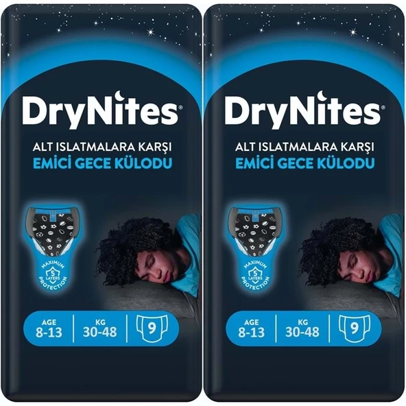 Drynites Emici Gece Külodu/Külot Bez Erkek 8-13 Yaş 30-48KG Large 18 Adet 2PK*9 AltIslatmalara Karşı ürün görseli 1