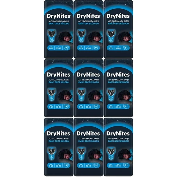 Drynites Emici Gece Külodu/Külot Bez Erkek 8-13 Yaş 30-48KG Large 81 Adet 9PK*9 AltIslatmalara Karşı ürün görseli 1